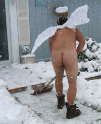 naked snow angel